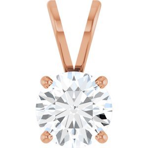 18K Roségoud 5.5 mm Rond 4-Prong Lichtgewicht Hanger Montuur - Afbeelding 4