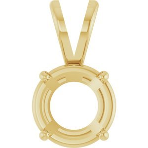14K Geelgoud 6 mm Rond 4-Prong Lichtgewicht Hanger Montuur