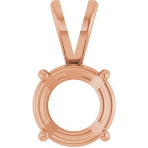 14K Roségoud 6.5 mm Rond 4-Prong Lichtgewicht Hanger Montuur