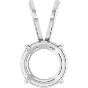 18K Witgoud 7 mm Rond 4-Prong Lichtgewicht Hanger Montuur