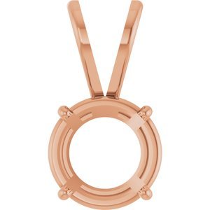 14K Roségoud 7 mm Rond 4-Prong Lichtgewicht Hanger Montuur