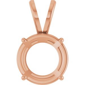 14K Roségoud 8 mm Rond 4-Prong Lichtgewicht Hanger Montuur