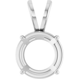 14K Witgoud 8 mm Rond 4-Prong Lichtgewicht Hanger Montuur