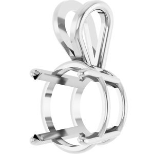 14K Witgoud 8 mm Rond 4-Prong Lichtgewicht Hanger Montuur - Afbeelding 2