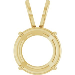 14K Geelgoud 9 mm Rond 4-Prong Lichtgewicht Hanger Montuur