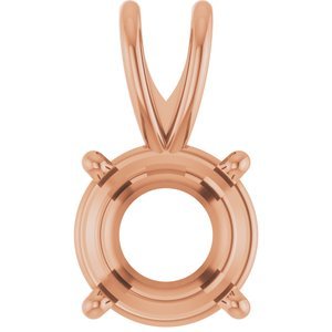 14K Roségoud 6.5 mm Rond 4-Prong Pre-Notched Hanger Montuur