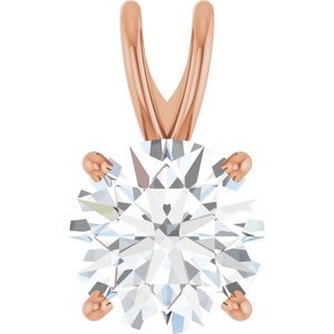 14K Roségoud 6.5 mm Rond 4-Prong Pre-Notched Hanger Montuur - Afbeelding 5