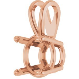 14K Roségoud 6.5 mm Rond 4-Prong Pre-Notched Hanger Montuur - Afbeelding 2