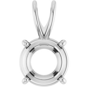 18K Witgoud 7 mm Rond 4-Prong Pre-Notched Hanger Montuur