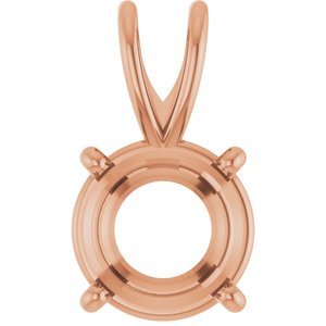 14K Roségoud 7 mm Rond 4-Prong Pre-Notched Hanger Montuur
