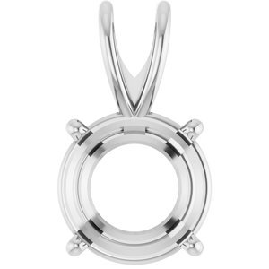 18K Witgoud 8 mm Rond 4-Prong Pre-Notched Hanger Montuur