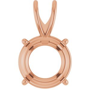 14K Roségoud 9.5 mm Rond 4-Prong Pre-Notched Hanger Montuur