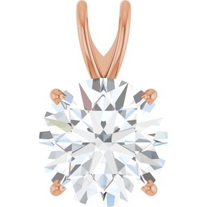 14K Roségoud 9.5 mm Rond 4-Prong Pre-Notched Hanger Montuur - Afbeelding 5