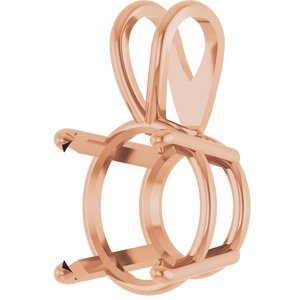 14K Roségoud 9.5 mm Rond 4-Prong Pre-Notched Hanger Montuur - Afbeelding 2