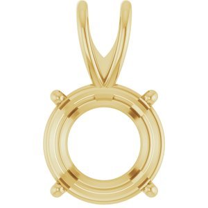 14K Geelgoud 9 mm Rond 4-Prong Pre-Notched Hanger Montuur