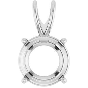 18K Witgoud 9 mm Rond 4-Prong Pre-Notched Hanger Montuur