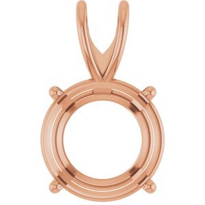 14K Roségoud 10.5 mm Rond 4-Prong Pre-Notched Hanger Montuur