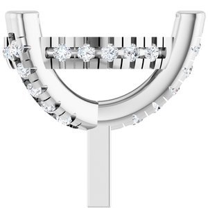 14K Witgoud 7.5x5.25 mm Peer 3-Prong 1/10 CTW Natuurlijke Diamant Semi-Gezet Hidden Halo-stijl Zetkop met stift