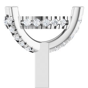 14K Witgoud 7x5 mm Peer 3-Prong 1/10 CTW Natuurlijke Diamant Semi-Gezet Hidden Halo-stijl Zetkop met stift