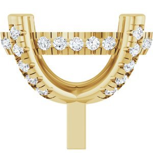 14K Geelgoud 11.5x8 mm Ovaal 4-Prong 1/4 CTW Lab-grown Diamant Semi-Gezet Hidden Halo-stijl Zetkop met stift