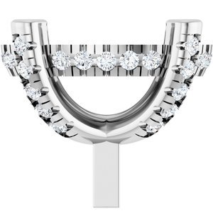 14K Witgoud 11.5x8 mm Ovaal 4-Prong 1/4 CTW Natuurlijke Diamant Semi-Gezet Hidden Halo-stijl Zetkop met stift