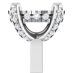 14K Witgoud 6.25x4.5 mm Ovaal 4-Prong 1/10 CTW Natuurlijke Diamant Semi-Gezet Hidden Halo-stijl Zetkop met stift