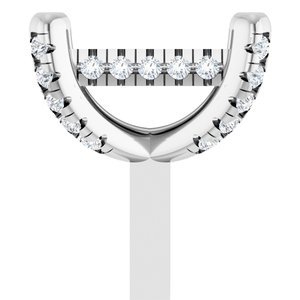 14K Witgoud 7.5x5.5 mm Emerald 4-Prong 1/6 CTW Natuurlijke Diamant Semi-Gezet Hidden Halo-stijl Zetkop met stift