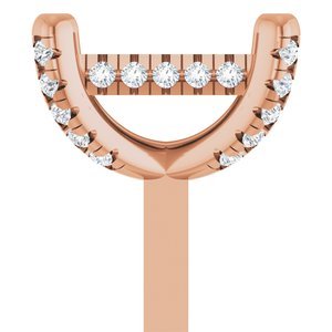 14K Roségoud 7.5x5.5 mm Emerald 4-Prong 1/6 CTW Natuurlijke Diamant Semi-Gezet Hidden Halo-stijl Zetkop met stift