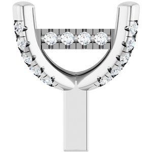 14K Witgoud 6x4.5 mm Emerald 4-Prong 1/10 CTW Natuurlijke Diamant Semi-Gezet Hidden Halo-stijl Zetkop met stift