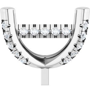 14K Witgoud 9.5x7 mm Emerald 4-Prong 1/4 CTW Natuurlijke Diamant Semi-Gezet Hidden Halo-stijl Zetkop met stift