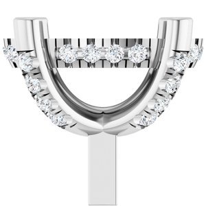 14K Witgoud 10x7 mm Ovaal 4-Prong 1/6 CTW Natuurlijke Diamant Semi-Gezet Hidden Halo-stijl Zetkop met stift