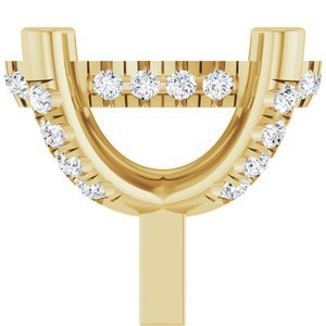 14K Geelgoud 10x7 mm Ovaal 4-Prong 1/6 CTW Natuurlijke Diamant Semi-Gezet Hidden Halo-stijl Zetkop met stift