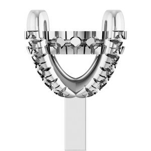 14K Witgoud 6.5 mm Rond 4-Prong French-Set Hidden Halo-stijl Zetkop met stift