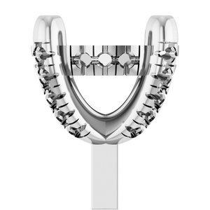 14K Witgoud 7.8 mm Rond 4-Prong French-Set Hidden Halo-stijl Zetkop met stift