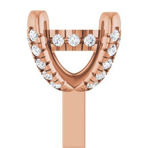 14K Roségoud 5.8 mm Rond 4-Prong 1/10 CTW Natuurlijke Diamant Semi-Gezet Hidden Halo-stijl Zetkop met stift