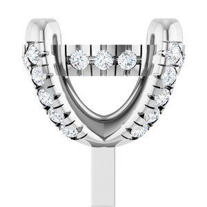 14K Witgoud 9.4 mm Rond 4-Prong 1/4 CTW Natuurlijke Diamant Semi-Gezet Hidden Halo-stijl Zetkop met stift