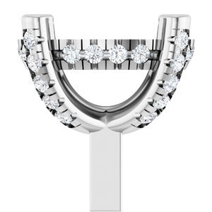 14K Witgoud 8x6 mm Ovaal 4-Prong 1/6 CTW Natuurlijke Diamant Semi-Gezet Hidden Halo-stijl Zetkop met stift