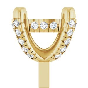 14K Geelgoud 8.6 mm Rond 4-Prong 1/5 CTW Natuurlijke Diamant Semi-Gezet Hidden Halo-stijl Zetkop met stift