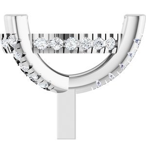 14K Witgoud 9.5x6.5 mm Peer 3-Prong 1/6 CTW Natuurlijke Diamant Semi-Gezet Hidden Halo-stijl Zetkop met stift
