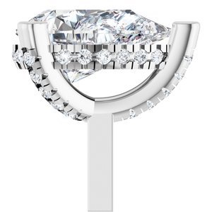 14K Witgoud 9x6 mm Peer 3-Prong 1/8 CTW Natuurlijke Diamant Semi-Gezet Hidden Halo-stijl Zetkop met stift - Afbeelding 4