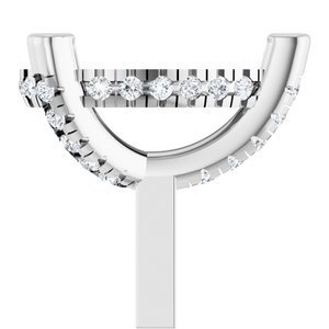 14K Witgoud 9x6 mm Peer 3-Prong 1/8 CTW Natuurlijke Diamant Semi-Gezet Hidden Halo-stijl Zetkop met stift