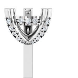 14K Witgoud 9x6 mm Peer 3-Prong 1/8 CTW Natuurlijke Diamant Semi-Gezet Hidden Halo-stijl Zetkop met stift - Afbeelding 3