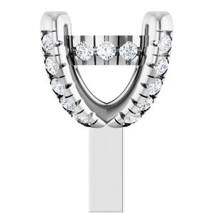 14K Witgoud 5.2 mm Rond 4-Prong 1/10 CTW Natuurlijke Diamant Semi-Gezet Hidden Halo-stijl Zetkop met stift