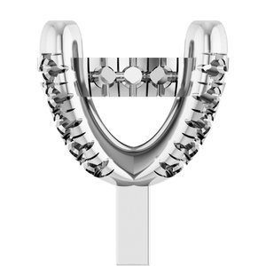 14K Witgoud 8.2 mm Rond 4-Prong French-Set Hidden Halo-stijl Zetkop met stift