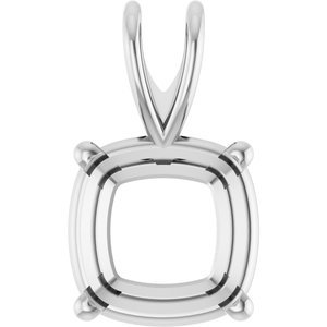 14K Witgoud 12 mm Cushion 4-Prong Hanger Montuur