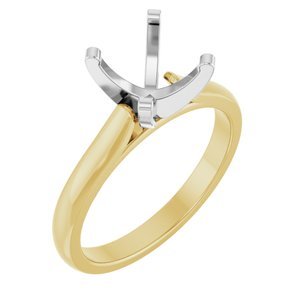 14K Geel/Witgoud 8.2 mm Rond Solitair Verlovings Ring Montuur