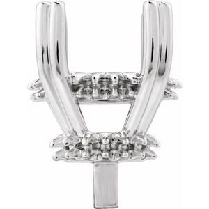 14K Witgoud 11x9 mm Ovaal 4-Prong Double-Claw Hidden Halo-stijl Zetkop met stift