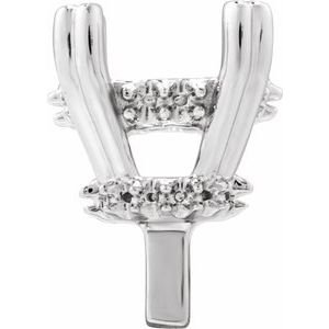 14K Witgoud 7x5 mm Ovaal 4-Prong Double-Claw Hidden Halo-stijl Zetkop met stift