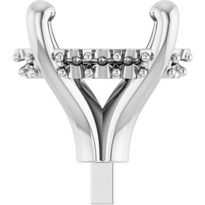 14K Witgoud 7x5 mm Ovaal 4-Prong Hidden Halo Zetkop met stift