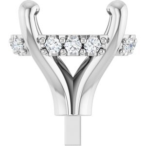 14K Witgoud 7x5 mm Ovaal .04 CTW Natuurlijke Diamant Semi-Gezet Zetkop met stift
